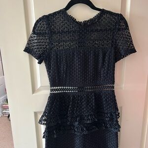 Aqua Black short sleeve Lace Dress